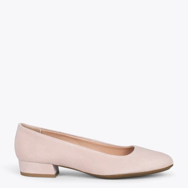 MiMaO ShopOnline URBAN XS – Chaussures à Talon Bas En Cuir Daim NUDE 1
