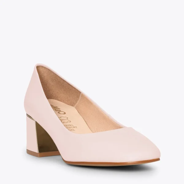 MiMaO ShopOnline Femme – Chaussures à Talon Bas Et Bout Carré NUDE 5