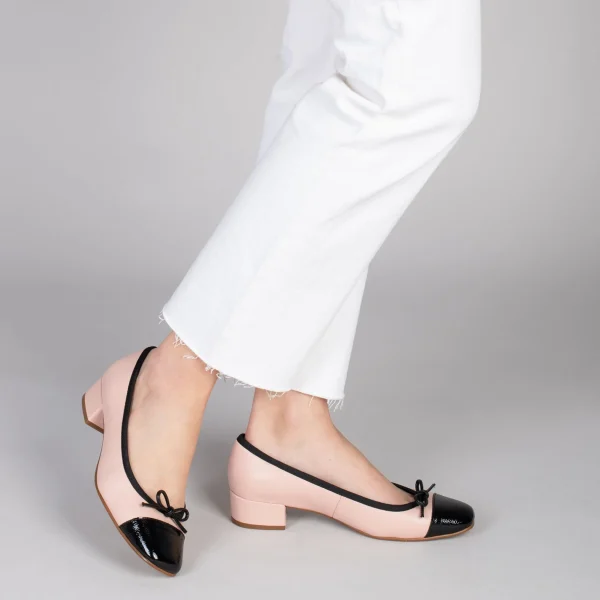 MiMaO ShopOnline GLAMOUR – Ballerines En Cuir Avec Talon Haut Et Bout En Vernis NUDE 7