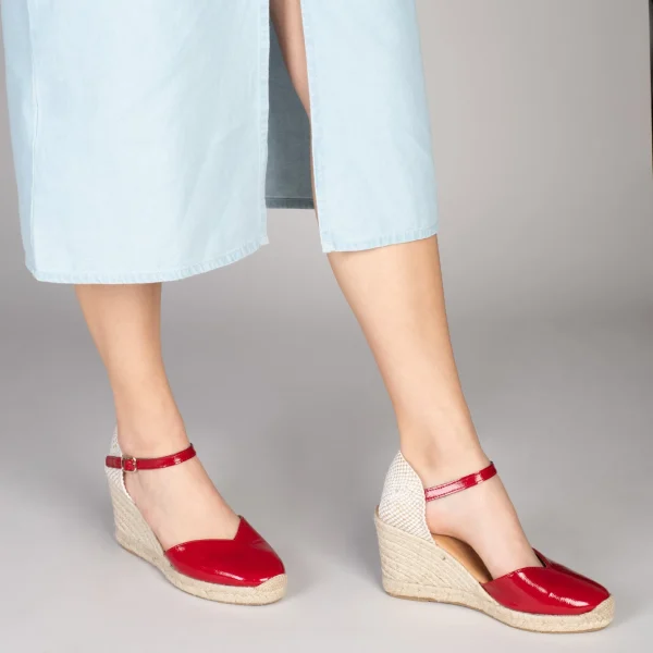 MiMaO ShopOnline NERJA VERNI – Espadrilles Compensées Talon Haut Avec Boucle ROUGE 7