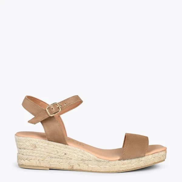 MiMaO ShopOnline JEREZ – Sandales Compensées En Jute Et Cuir TAUPE 1
