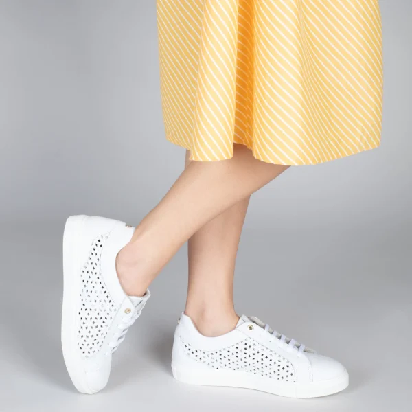 MiMaO ShopOnline BREATHE – Baskets En Cuir Nappa Ajouré BLANC 7