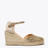 MiMaO ShopOnline NERJA STAR – Espadrilles à Compensé Haut Et Glitter DORÉ 25