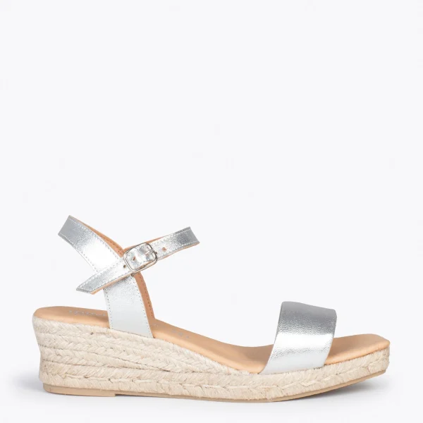 MiMaO ShopOnline JEREZ – Sandales Compensées En Jute Métallisées ARGENTÉ 1