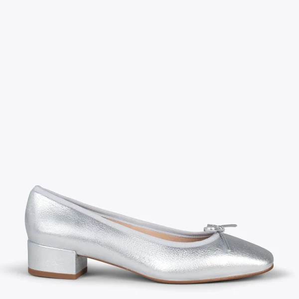 MiMaO ShopOnline OPÉRA – Ballerines à Talon ARGENTÉ 1