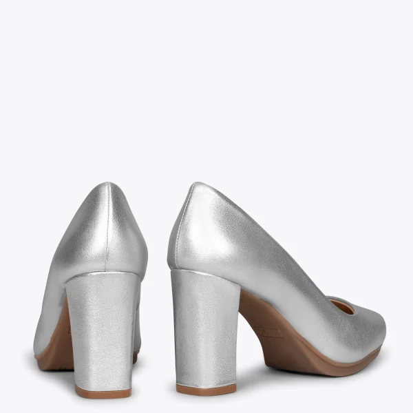 MiMaO ShopOnline URBAN SPLASH – Chaussures à Talon Haut En Cuir ARGENTÉ Métallisé 4