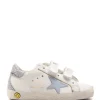 GOLDEN GOOSE Baskets Bébé Old School Cuir Blanc Bleu Poudré Argenté 26