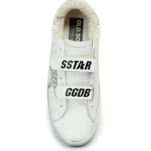 GOLDEN GOOSE Baskets Old School Mouton Cuir Blanc Glitter 10