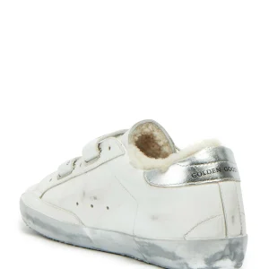 GOLDEN GOOSE Baskets Old School Mouton Cuir Blanc Glitter 12