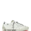 GOLDEN GOOSE Baskets Homme Superstar Sérigraphie Cuir Blanc Argenté 22