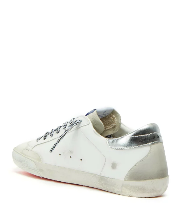 GOLDEN GOOSE Baskets Homme Superstar Sérigraphie Cuir Blanc Argenté 4