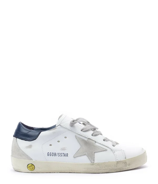 GOLDEN GOOSE Baskets Enfant Superstar Cuir Blanc Bleu 1