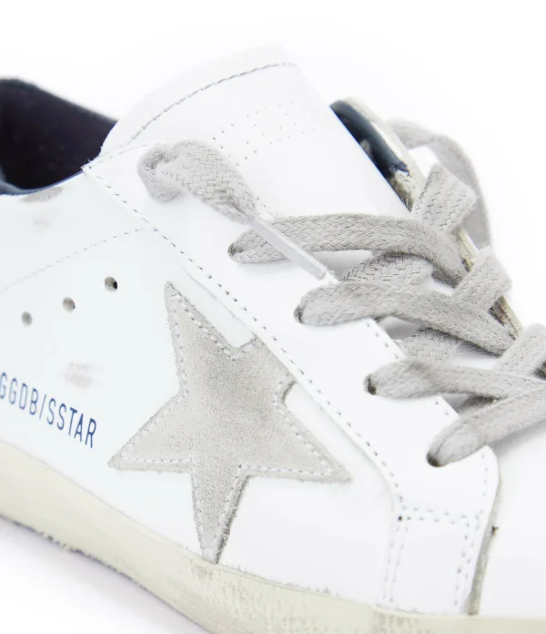 GOLDEN GOOSE Baskets Enfant Superstar Cuir Blanc Bleu 5