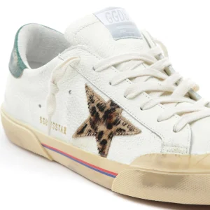GOLDEN GOOSE Baskets Homme Superstar Cuir Crème Léopard Vert 12