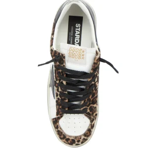 GOLDEN GOOSE Baskets Stardan Cuir Blanc Léopard 11