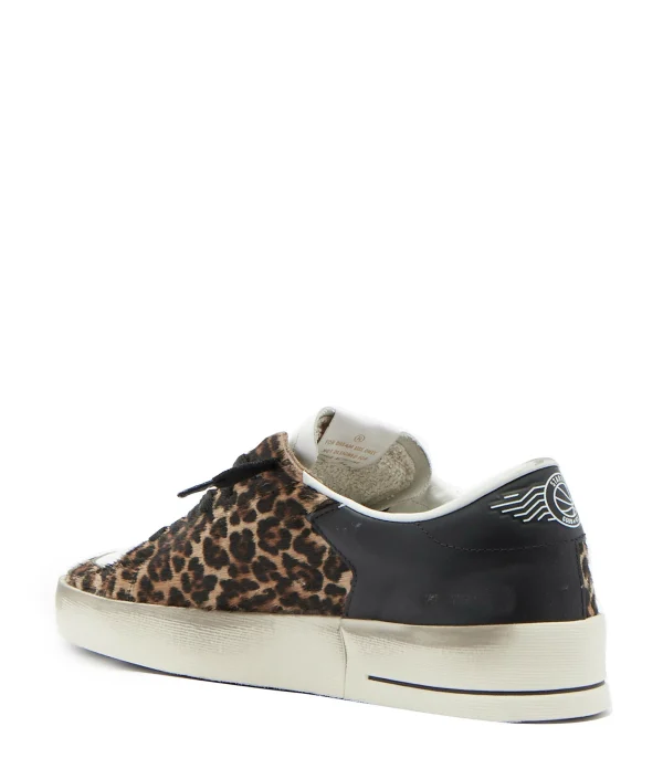 GOLDEN GOOSE Baskets Stardan Cuir Blanc Léopard 4