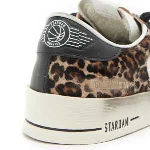 GOLDEN GOOSE Baskets Stardan Cuir Blanc Léopard 15