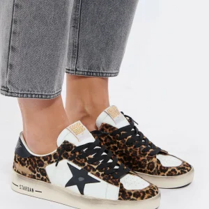 GOLDEN GOOSE Baskets Stardan Cuir Blanc Léopard 17