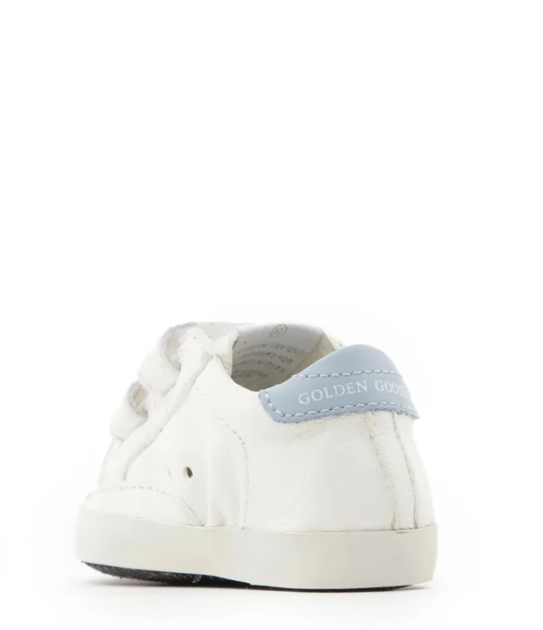 GOLDEN GOOSE Baskets Bébé School Cuir Blanc Jaune Pâle Bleu 4