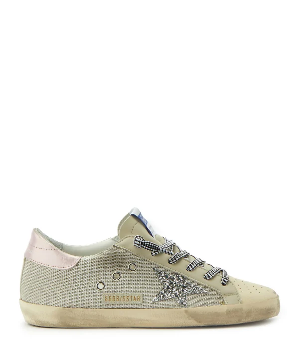 GOLDEN GOOSE Baskets Superstar Maille Crème Glitter 1