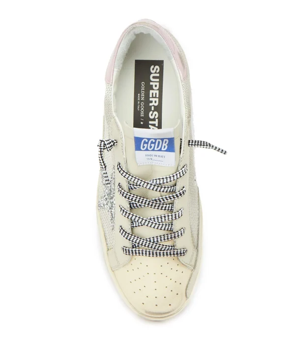 GOLDEN GOOSE Baskets Superstar Maille Crème Glitter 3