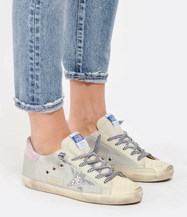 GOLDEN GOOSE Baskets Superstar Maille Crème Glitter 6