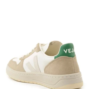 VEJA Baskets V-10 Chromefree Cuir White Sahara Émeraude 13