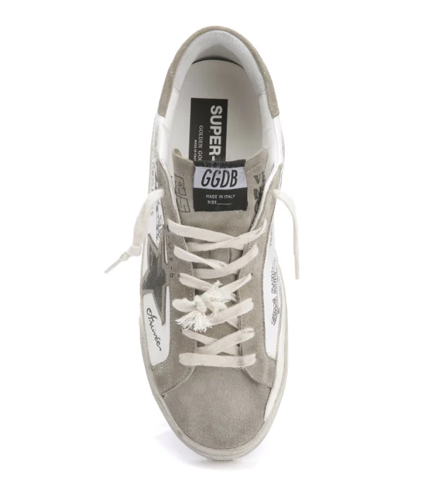 GOLDEN GOOSE Baskets Homme Superstar Imprimés Cuir Blanc Taupe 3