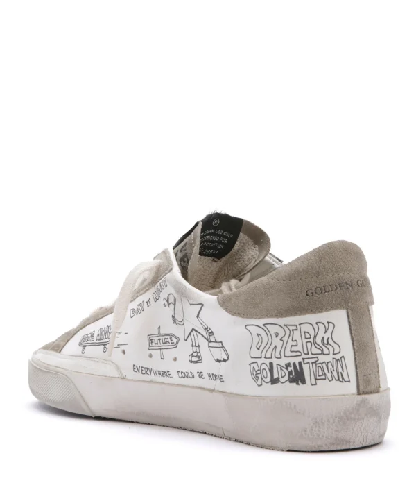 GOLDEN GOOSE Baskets Homme Superstar Imprimés Cuir Blanc Taupe 4