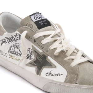 GOLDEN GOOSE Baskets Homme Superstar Imprimés Cuir Blanc Taupe 14