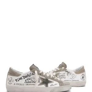 GOLDEN GOOSE Baskets Homme Superstar Imprimés Cuir Blanc Taupe 16