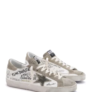 GOLDEN GOOSE Baskets Homme Superstar Imprimés Cuir Blanc Taupe 18