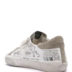 GOLDEN GOOSE Baskets Superstar Sérigraphié Cuir Blanc Taupe 20