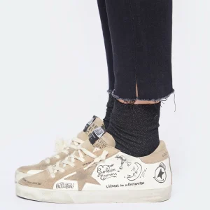 GOLDEN GOOSE Baskets Superstar Sérigraphié Cuir Blanc Taupe 28