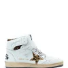 GOLDEN GOOSE Baskets Sky Star Sérigraphie Cuir Blanc Léopard 16