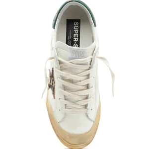 GOLDEN GOOSE Baskets Superstar Cuir Crème Léopard Vert 10