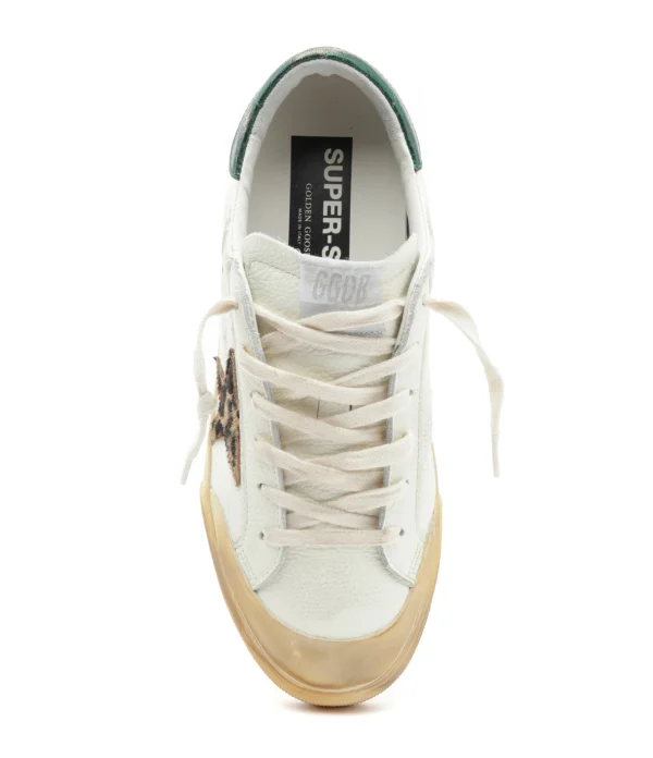 GOLDEN GOOSE Baskets Superstar Cuir Crème Léopard Vert 3