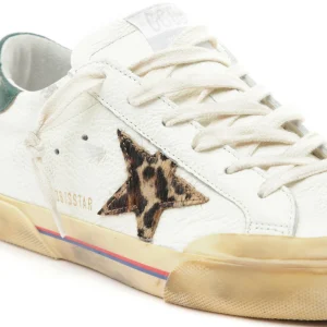 GOLDEN GOOSE Baskets Superstar Cuir Crème Léopard Vert 14
