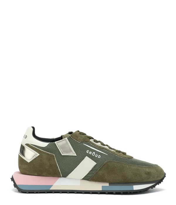 GHOUD VENICE Baskets Rush Low Mesh Militaire Doré 1
