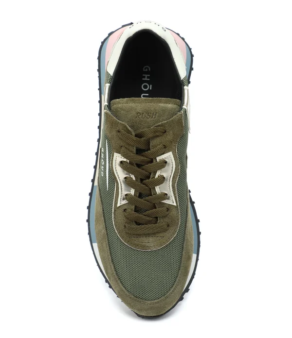 GHOUD VENICE Baskets Rush Low Mesh Militaire Doré 3