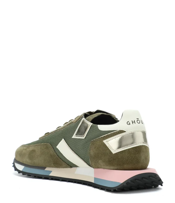 GHOUD VENICE Baskets Rush Low Mesh Militaire Doré 4