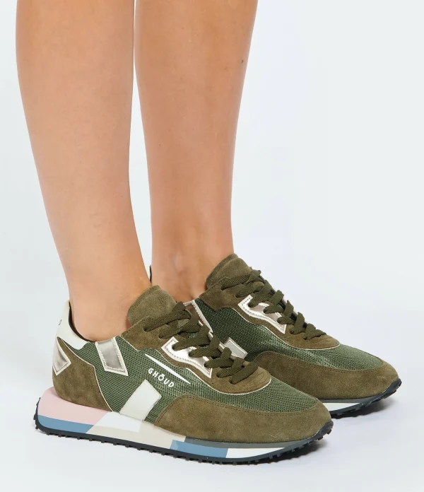 GHOUD VENICE Baskets Rush Low Mesh Militaire Doré 6