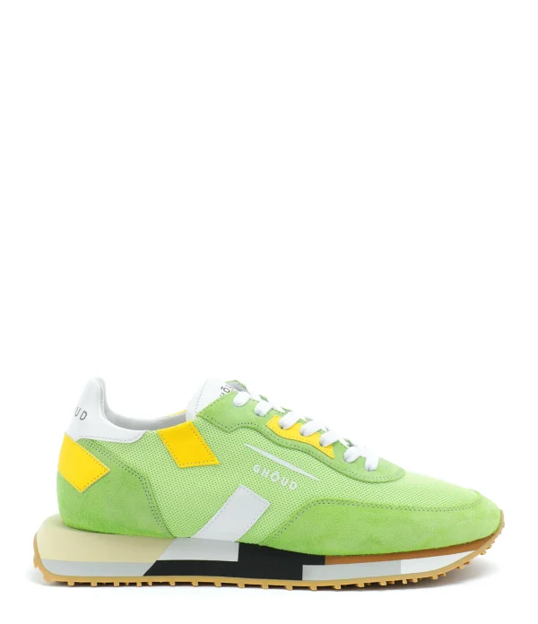 GHOUD VENICE Baskets Rush M Low Mesh Vert Jaune, Collaboration Ghoud X Lesyanebo 1