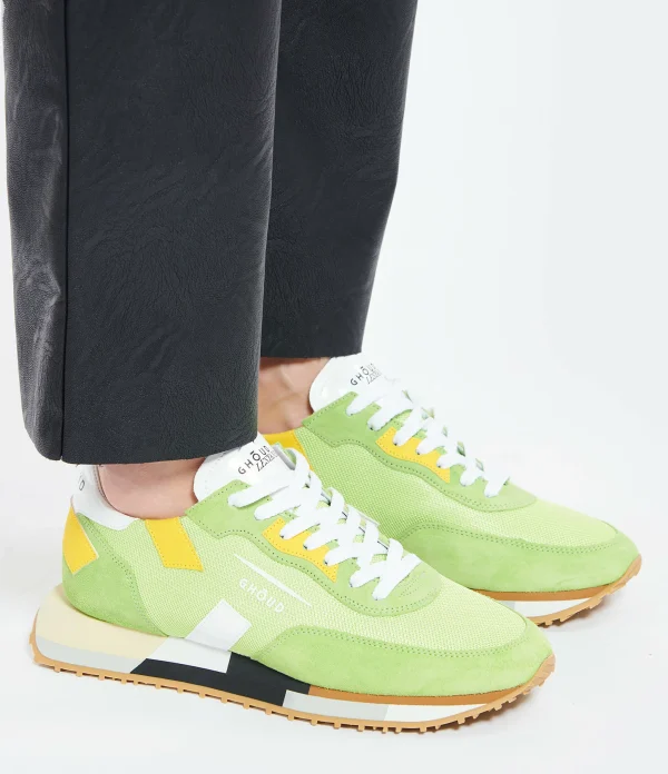 GHOUD VENICE Baskets Rush M Low Mesh Vert Jaune, Collaboration Ghoud X Lesyanebo 6