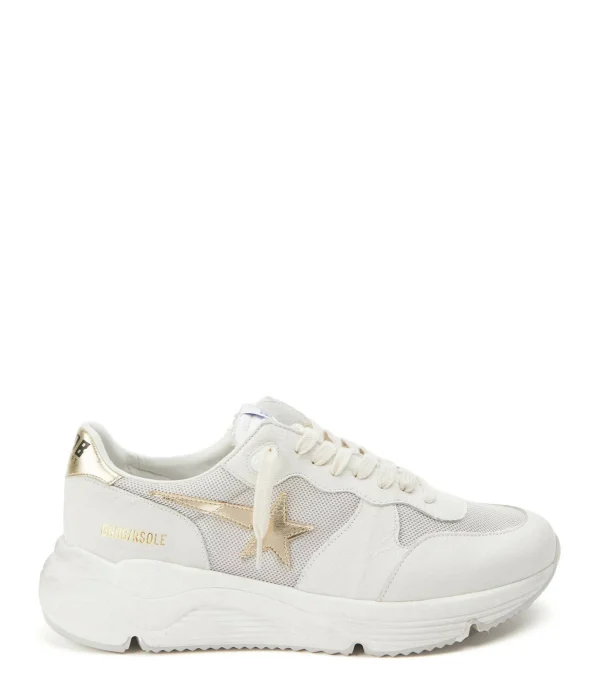 GOLDEN GOOSE Baskets Running Cuir Blanc Argenté 1