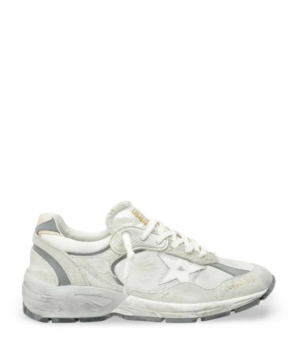GOLDEN GOOSE Baskets Running Dad Cuir Suédé Blanc 1