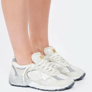 GOLDEN GOOSE Baskets Running Dad Cuir Suédé Blanc 16