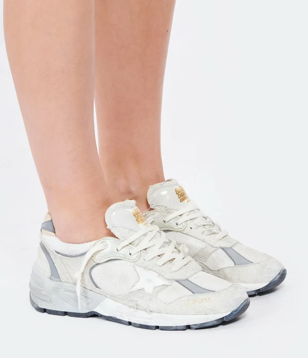 GOLDEN GOOSE Baskets Running Dad Cuir Suédé Blanc 6