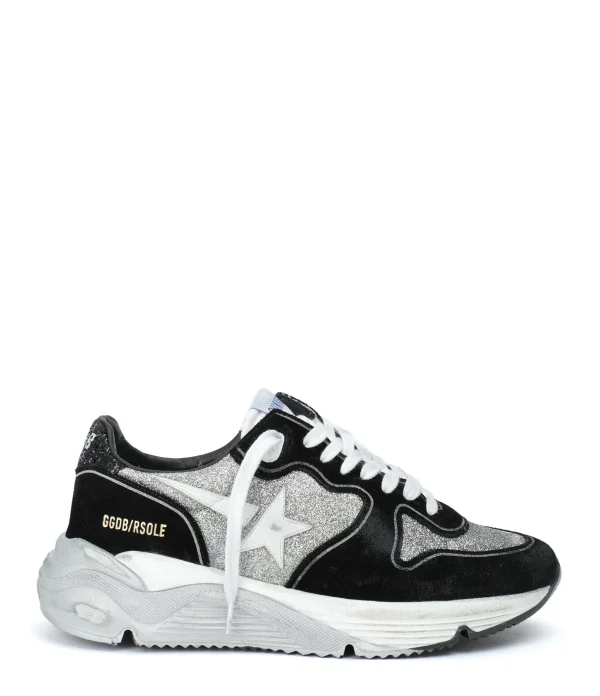 GOLDEN GOOSE Baskets Running Cuir Noir Argenté 1