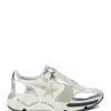 GOLDEN GOOSE Baskets Running Sole Cuir Argenté Gris, Exclusivité Lulli 23